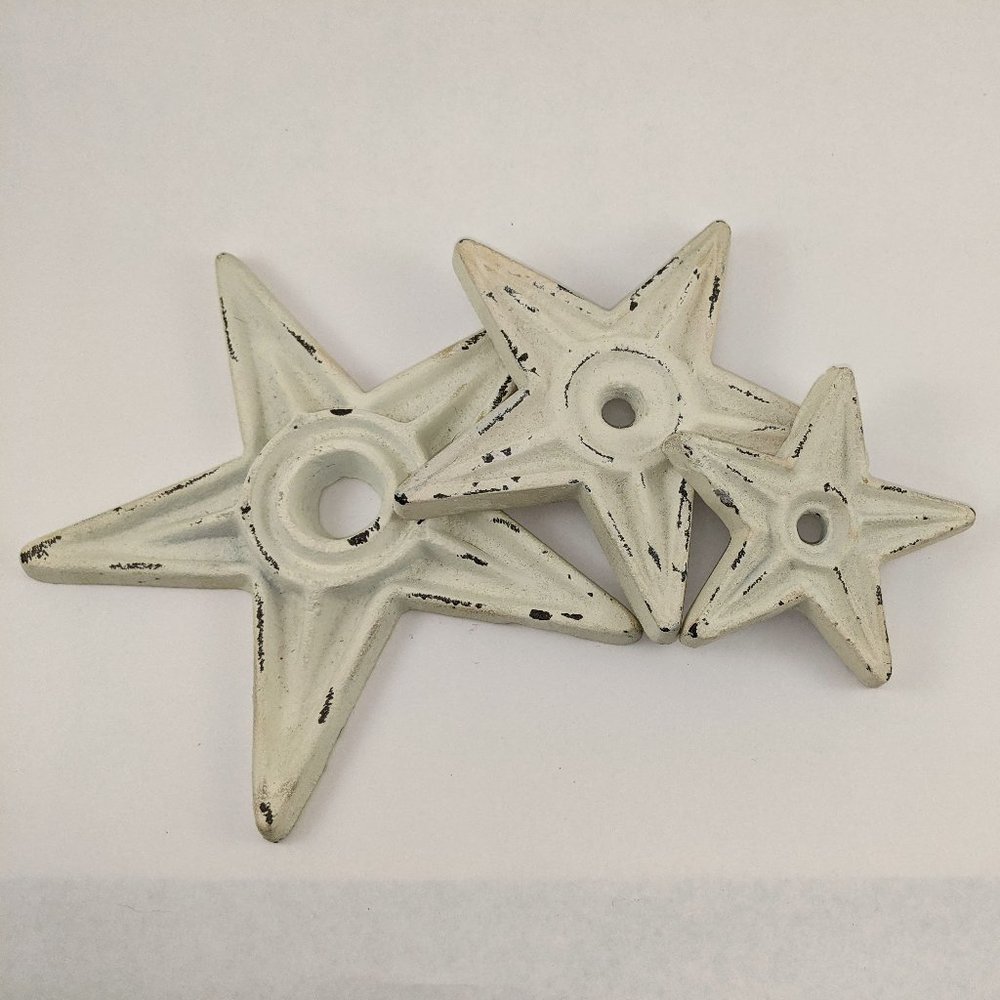 Set of 3 Cast Iron Star Anchors Painted White